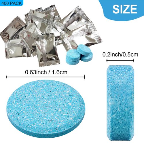 Beieverluck 400 Pieces Car Windshield Washer Fluid Concentrated Tablets Solid Windshield Effervescent Wiper Tablet for Car Room Kitchen Window Glass Cleaning