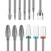 Depvko 13PC Nail Drill Bits Set, Drill Bits for Nails, 3pcs Tungsten Carbide Drill Bits+ 3pcs Ceramic Efile Nail Drill Bits+ 6pcs Diamond Drill Bits+ 1pcs Brush, 3/32 inch Nail Bits for Nail Drill