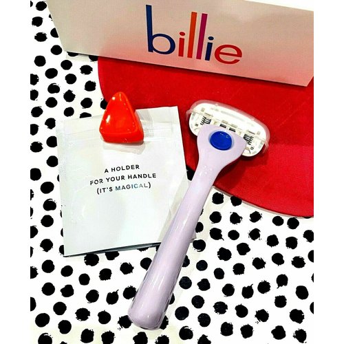 BLESS LINEN Billie Shaving Razor Start Set - with 2x 5-Blade Cartridges and the Magic Holder - DreamPop Color, 4 Piece Set