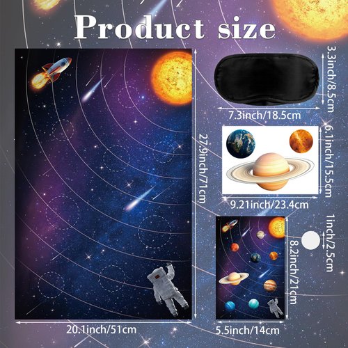 Hxezoc Solar System Party Games, Pin The Planets on The Rail With 32 Pcs Planet Stickers, Outer Space Scientific Cognition Party Games Poster for Kids Outer Birthday Party Carnival Party Supplies
