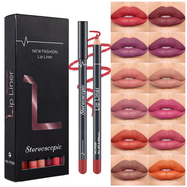 FeiCuiYun 12 Pcs lip liners pencil set, lips liner, Natural Waterproof Long Lasting Lip Makeup Soft Pencils, Smooth Long-Lasting Fade Resistant, Varying Shades for Women Exquisite Daily Makeup