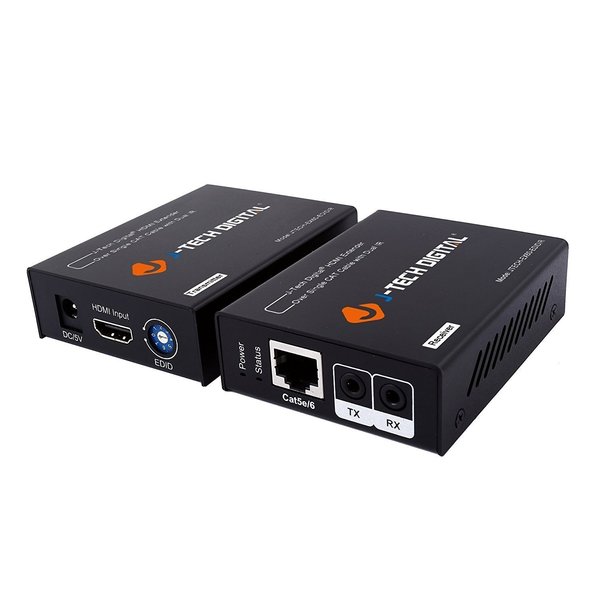 J-Tech Digital Hdmi Extender by Single Cat 5E/6/7 up to 200ft with IR Pass-Through [JTECH-EX60-EDIDIR] UP to 1080P@60HZ