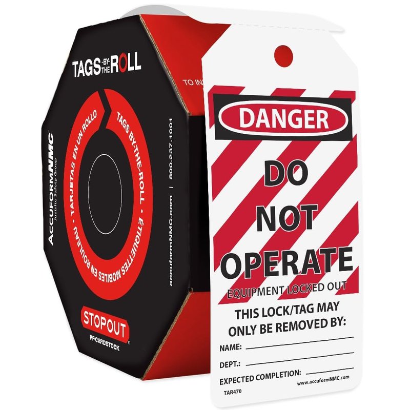 Accuform 250 Lockout Tags by-The-Roll, Danger Do Not Operate Equipment ...