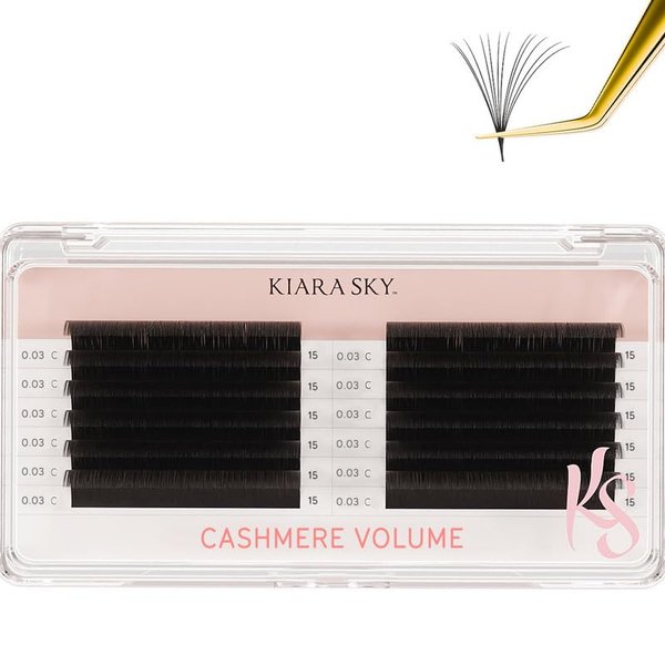 KIARA SKY LASH Cashmere Volume Lash Extensions | Premium Cashmere Lash Extensions | Soft Semi-matte natural finish | For Professional Eyelash Extensions Use Only | Black (C-0.03-15mm)
