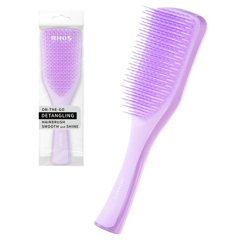 RHOS Hair Brush for Women,Men and Kids-Detangler Brush for Curly,Thick,Short,Thin Hair,Wet Dry Detangling Hair Brush for Smoothing,Anti Breakage-Hair Brush without Ball Tips(Purple)