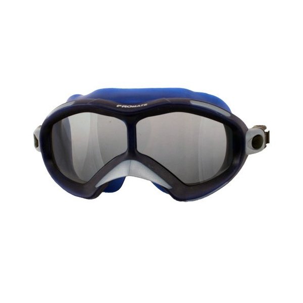 Promate Curved Swim Mask with Anti-Fog Coating and Imapact Resistant Lens, Blue
