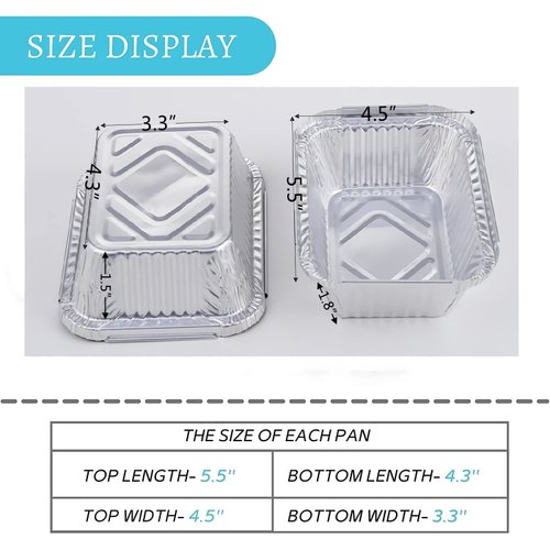 FUIIKEEM Small Aluminum Pans with Lids -(5"×4"×1.8") 1 LB Capacity Tin Foil Food Containers with Lids - 40 Pans and 40 Lids - for Cooking, Baking, Meal Prep