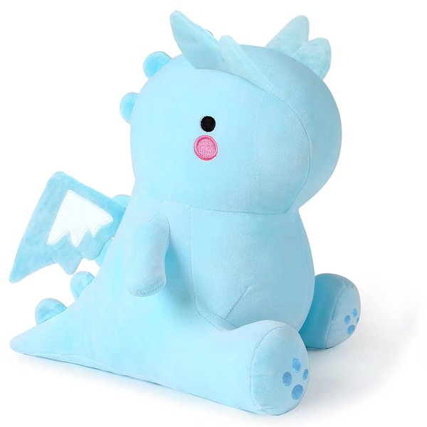 SNOWOLF 11.8" Cute Dinosaur Plush Toy Soft Plushie Figure Toys, Fat Dino Stuffed Animal Dolls, Squishy Plush Pillow for Anxiety Relief, Birthday Gifts for Kids Girls Boys, Sky Blue