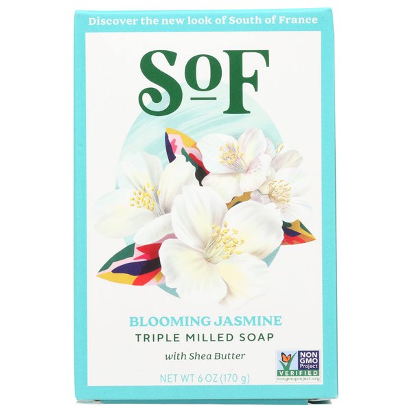South of France Blooming Jasmine Bar Soap, Gluten Free, Cruelty Free, 6 Ounce (Pack of 3)