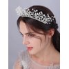 JWICOS Vintage Wedding Pearl Beads Tiara Hair Crown Handmade Bride Headband Bridal Pearl Head Pieces for Wedding Prom Birthday (Silver)