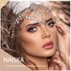 NAISKA Gold Crystal Rhinestones Head Chain Hair Jewelry Layered Wedding Crystal Headpiece Dainty Bride Prom Headband Hair Accessories for Women and Girls