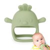 Socub Silicone Baby Teether Toy for Infants 3+ Months, BPA Free Anti-Drop Silicone Mitten Teething Toy for Soothing Sore Gums, Baby Chew Toys for Sucking Needs, Olive