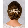 SWEETV Handmade Wedding Hair Comb Clip Rhinestone Bridal Hair Comb Piece, Gold Hair Accessories for Brides Wedding