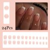 White French Tip Press on Nails Short Square Fake Nails Glossy Pink False Nails Reusable Full Cover Stick on Nails Acrylic Artificial Nails Glue on Nails Short Coffin Nails Press on for Women Girls