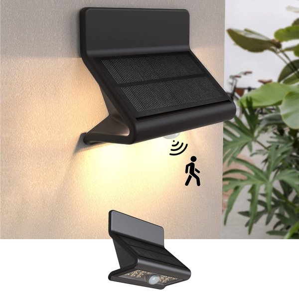 AURAXY Motion Sensor Outdoor Lights, with Optical Lens and 3 Modes Lights, Battery Security Lights, IP44 Waterproof Solar Wall Light for Garden Patio Yard (2 Pack)