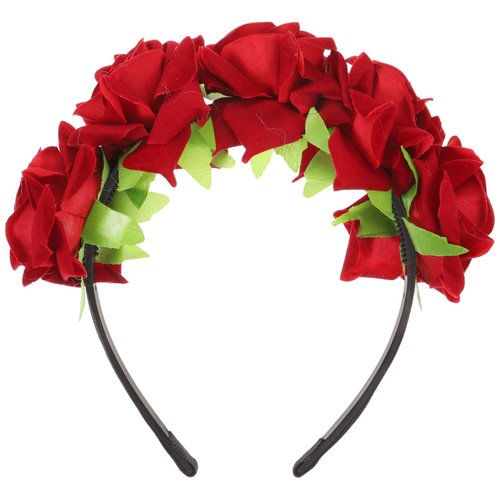 Luxshiny Rose Headband, Floral Crowns Headband Flower Tiara Headband Rose Flower Headband for Wedding Banquet Party (Claret)