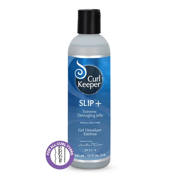 Curl Keeper Slip+ Extreme Hair Detangling Jelly for Curly, Dry, Frizzy, Kinky Hair, 12 Fl Oz - Detangler Gel & Leave In Conditioner Hair Care for Men, Women & Kids