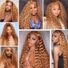 P27/30 Deep Wave Bundles Highlight Honey Blonde Bundles 28 30 32 Inch 8A Brazilian Virgin Weave Human Hair Extensions 2 Tone Honey Blonde Mixed With Light Brown Human Hair Bundles