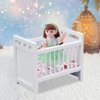 jarbins Dollhouse Furniture Crib Mini House Crib Doll Cradle Doll Decoration Adornment Miniature Crib Dollhouse Mini Furniture Baby Bed Model (White)