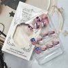 July 4 Press on Nails Short Square Artificial Acrylic Nails USA Flag Pattern False Nails Stripe Design Fake Nails Full Cover Glossy Coffin Nails Holiday Nails Glue on Nails for Women Independence Day