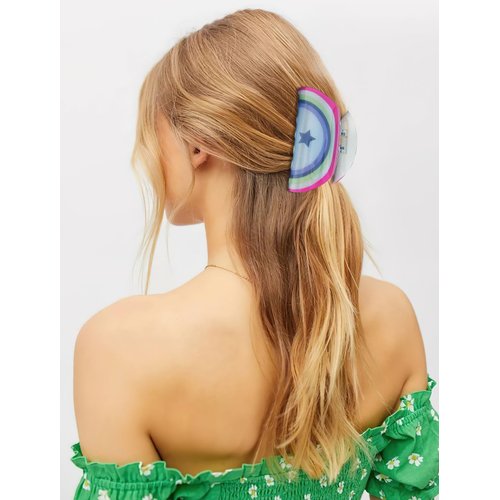 LILIE&WHITE Acrylic Rainbow Hair Clips For Women Claw Clips With Rainbow Colors Print Multi-colored Hair Clip With Claw Strong Hair Fix Claw Clips Accessories