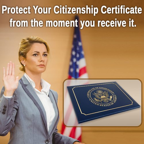 US Citizenship Certificate Holder | US Citizenship Gifts | Naturalization Certificate Padded Holder with Cover. Golden Great Seal of The United States.