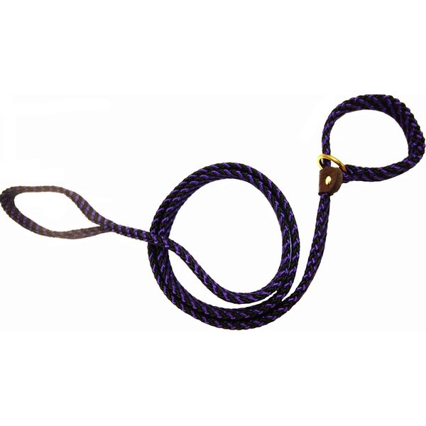 Lone Wolf Slip Lead for Dogs, 5/8 by 6-Feet, Purple/Black Spiral