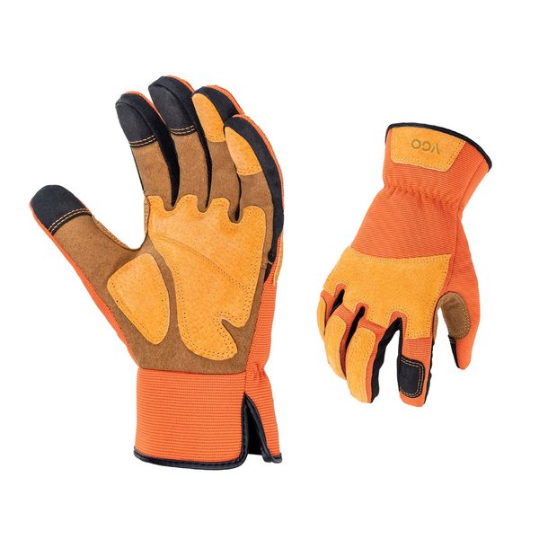 Vgo... 1-Pair Gardening Gloves Men, Safety Work Gloves, Puncture-proof, Thornproof, Touchscreen (Size L, Orange, SL7475)