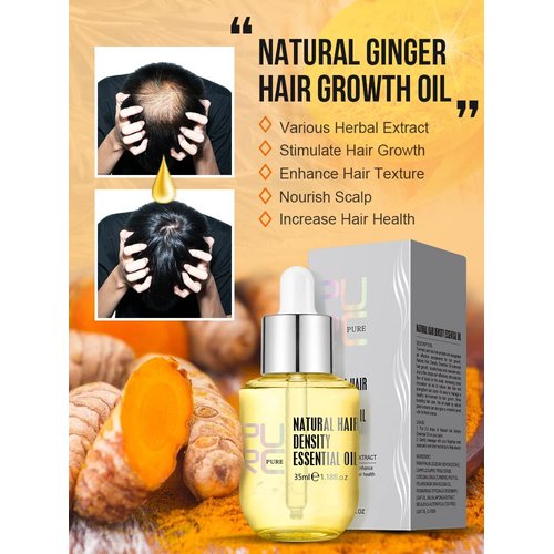 PURC Natural Hair Density Essential Growth Oil for Men and Women Damaged Hair, Veganic, HuaQing 2 Pcs,