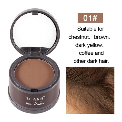 Shadow Powder for Hairline, Full Body Hair & Beard - Stain-Proof 48 Hour Formula, Root Touch-up for Thinning Hair, Bald Spots and Gray Roots, 4g (Brown 01#)