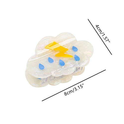 Funny Thundery Cloud Hair Clip,Acetate Hair Clip,Small Claw Clip for Women, 1 Count (Pack of 1)