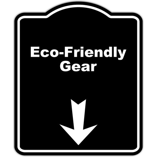 Eco-Friendly Gear Black Sign Arrow Down Aluminum Composite Sign 8.5 x 10 inches