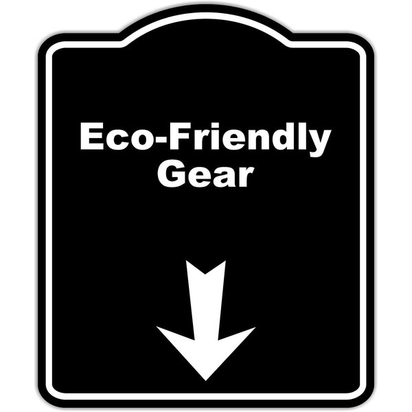 Eco-Friendly Gear Black Sign Arrow Down Aluminum Composite Sign 8.5 x 10 inches