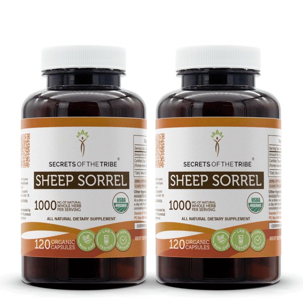 Secrets of the Tribe Sheep Sorrel 120 Capsules (2 pcs.), 500 mg, USDA Organic Sheep Sorrel (Rumex Acetosella) Dried Herb (2x120 Capsules)