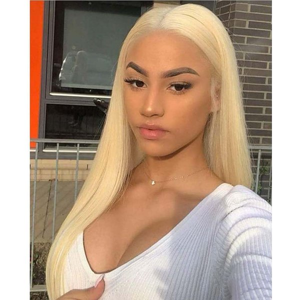 melody wig 613c#Long Blonde Straight Synthetic Lace Front Wigs For Women Hair Heat Resistant Fiber Long Soft Lace Synthetic Blonde Long Wigs