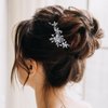 AW BRIDAL Cubic Zirconia Wedding Hair Comb Hair Accessories Flower Bridal Hair Clip Hair Pieces for Brides Bridesmaids Women (Silver)