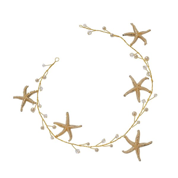 Beatifufu Headpiece Starfish Headband Wedding Hair Accessories Star Hair Accessories Wedding Headband Hair Ties for Women Nautical Headband Hair Pieces for Women Alloy Hair Decor Bride Pearl