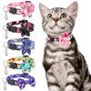 Cat Bowtie Collar Floral Rose Flower Cat Collar with Bells Breakaway Kitten Collar Halloween Cat Collar Puppy Collar Pink Cat Collars for Girl Cats