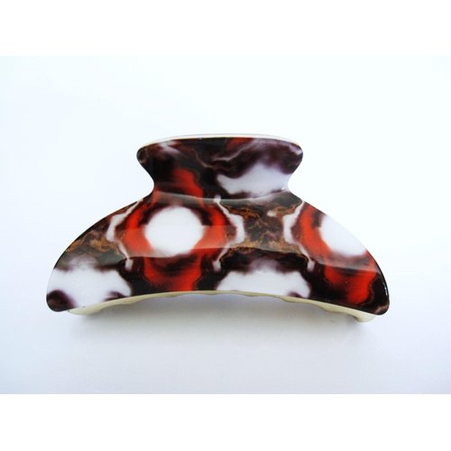 Generic Red black brown white marbled hair claw clip