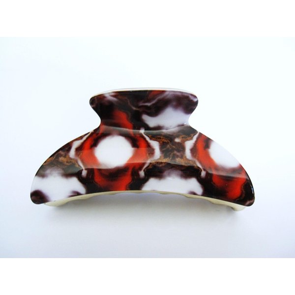 Generic Red black brown white marbled hair claw clip