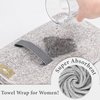 myHomeBody Hair Drying Towel, Hair Wrap Towel, Quick Dry Towel, Hair Towel Wrap for Women Long Hair, Hair Towels for Women, Hair Turbans for Wet Hair with Strap, Gray
