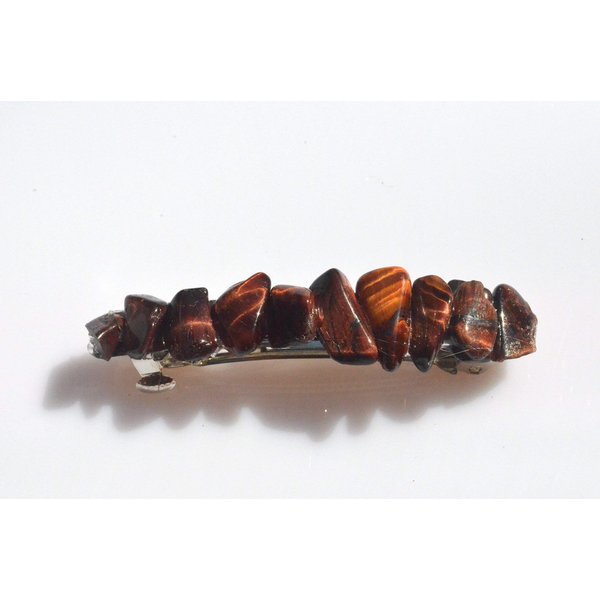Red Tiger's Eye French Barrette Hair Clip