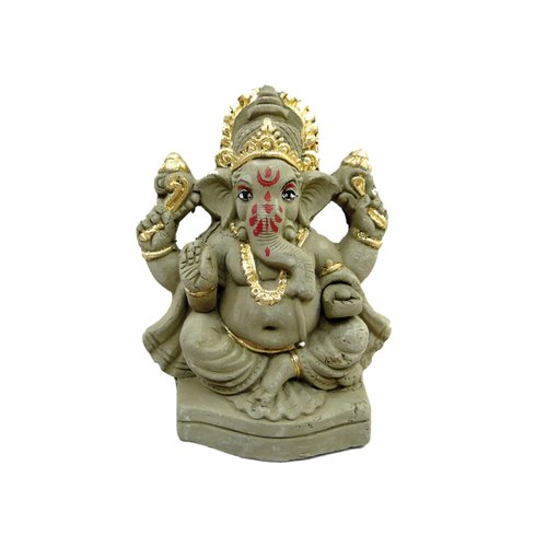 Clay Eco-Friendly Lord Ganesha Idol StatueVisarjan, Water Soluble Ganpati Statue, Terracotta Ganesh Chaturthi Idol, Ridhi Sidhi Idol,Home Decor, Pooja Puja (4'' Sandstone), Multicolor (Ganesh Murtis)