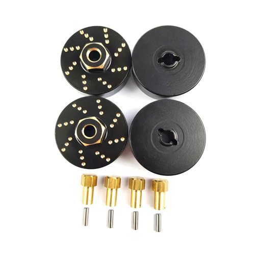 XSYGO 4pcs 13g Brass Wheel Weights with 7mm Wheel Hex Hub Extended Wheel Hubs Adapter for Axial SCX24 AXI90081 AXI00001 AXI00002 AXI00005 AXI00006 Upgrades 1/24 RC Crawler Car (Black)