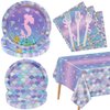 Mermaid Party Decorations - 81Pcs Mermaid Party Tableware Set, Mermaid Scale Theme Tablecloth, Mermaid Plates and Napkins for Under the Sea Ocean Little Mermaid Birthday Party Supplies, Serves 20