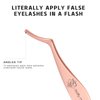 Pretty memory Eyelash Applicator Tool Stainless Steel Lash Tweezers Curved Eyelash Tweezers for Easy Lash Application and Removal, Rose Gold