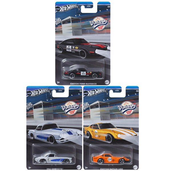Hot Wheels 2024 Vintage Racing Club Set of 3 Diecast Vehicles from HRT81-956B Release Bundle