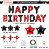 Birthday Balloons Banner, 3D Mylar Foil Happy Birthday Balloons, 26pcs Birthday Party Decorations with 8pcs Star Balloons for Men Women Adults Ecofriendly Birthday Party Supplies, Black Red