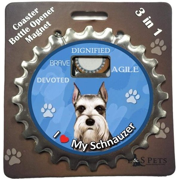 E&S Pets Schnauzer Bottle Opener, Coaster and Magnet