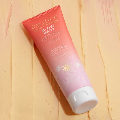 Pacifica Beauty, Glow Baby Super Lit Enzyme Face Scrub Exfoliating Face Wash, Vitamin C & Glycolic Acid, Unclog Pores, Brightening, For soft & smooth skin, Microbead Free, Vegan & Cruelty Free
